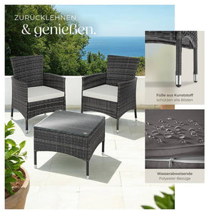Rattan Gartenset Luzern 2+1 grau