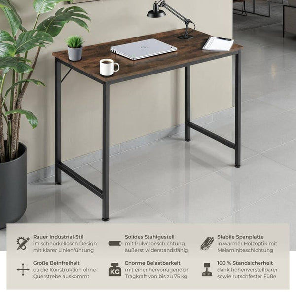 Schreibtisch Jenkins Industrial Holz dunkel, rustikal 120 cm