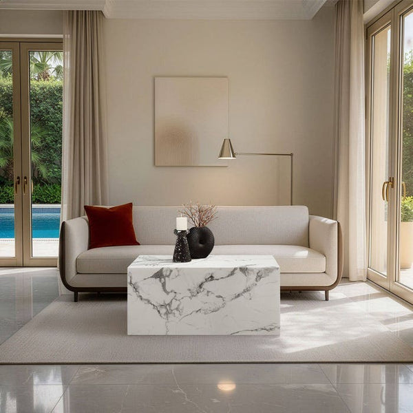 Couchtisch Lasley Marmor Optik weiß 90 x 50 x 40 cm