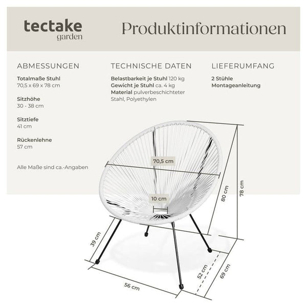 2er Set Gartenstuhl Santana weiss