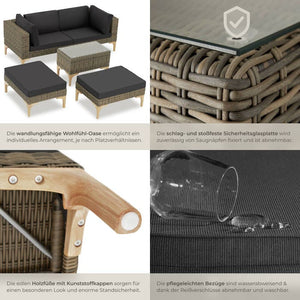 Rattan Lounge mit Aluminiumgestell Bellaria natur