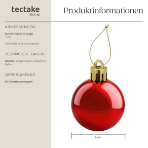 24er Set Weihnachtskugeln rot