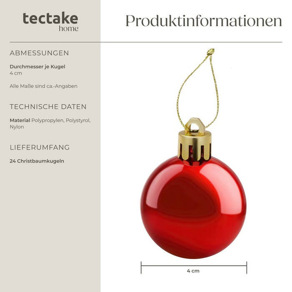 24er Set Weihnachtskugeln rot