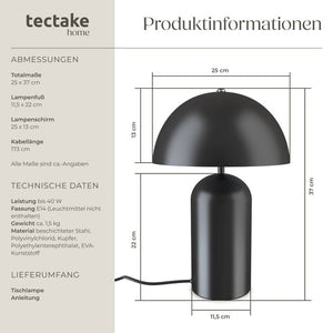 Retro-Tischlampe Altea schwarz