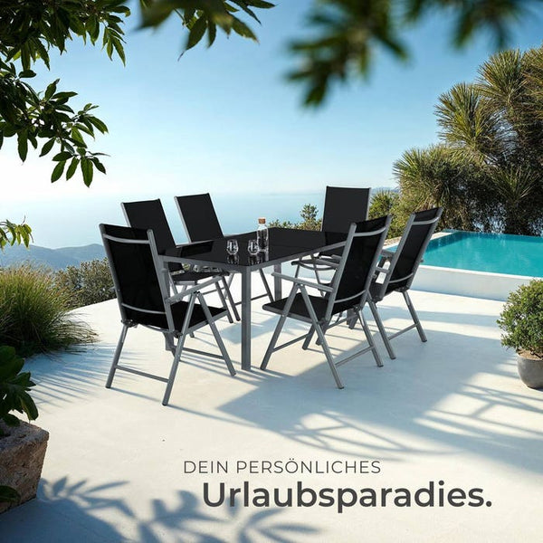 8 Aluminium Gartenstühle - schwarz / anthrazit