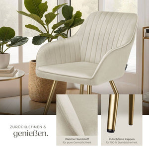 Esszimmerstuhl Marilyn creme/gold 2er Set