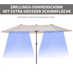 Sonnenschirm mit Handkurbel Oval Metall + Polyester Cremeweiss
