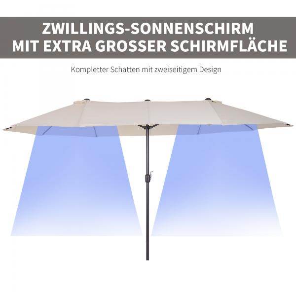 Sonnenschirm mit Handkurbel Oval Metall + Polyester Cremeweiss
