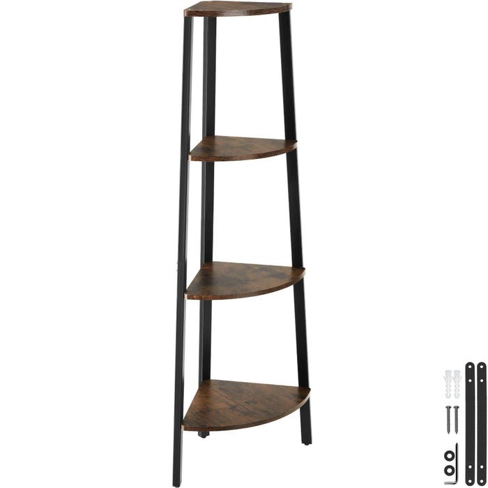 Mensola angolare Newbridge 34x34x125cm Marrone scuro industriale 