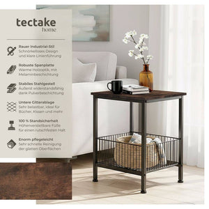 Beistelltisch Grimsby 40x40x55,5cm Industrial dunkelbraun
