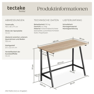 Schreibtisch Newton Industrial Holz hell, Eiche Sonoma