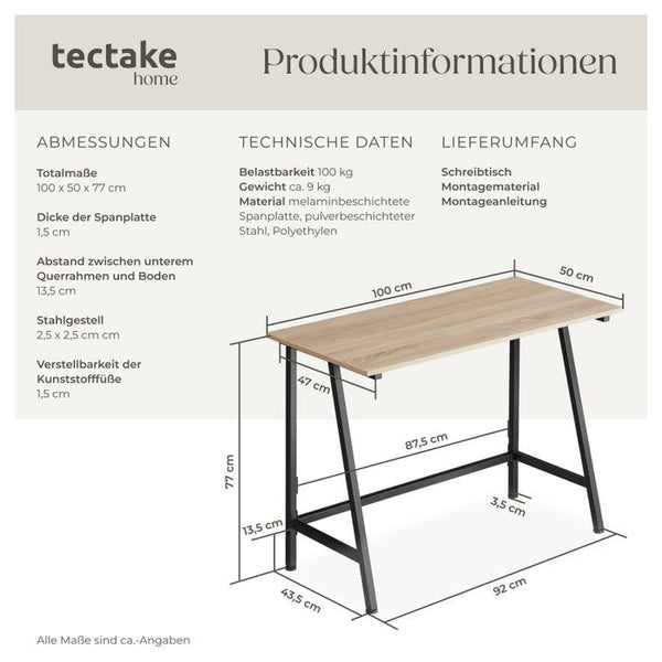 Schreibtisch Newton Industrial Holz hell, Eiche Sonoma