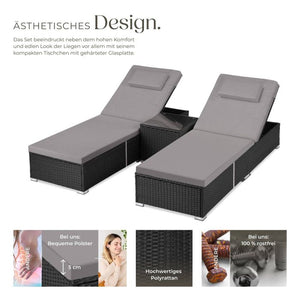 Rattan-Doppelliege Carbonera schwarz