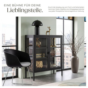 Metallvitrine Baker mit Glastüren schwarz