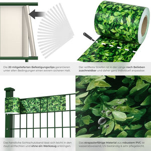 Pellicola per la privacy in PVC, foglie verdi, 35 m