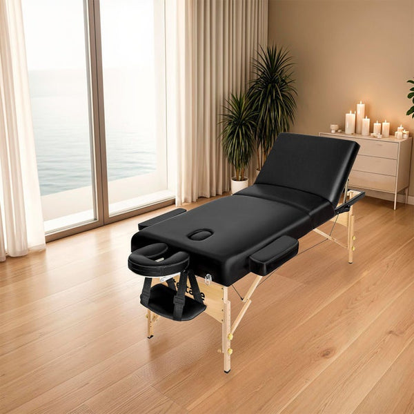 3 Zonen Massageliege schwarz