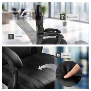 Racing office chair Comodo with footrest, black/black