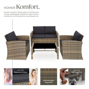 Rattan Lounge Lucca natur/dunkelgrau