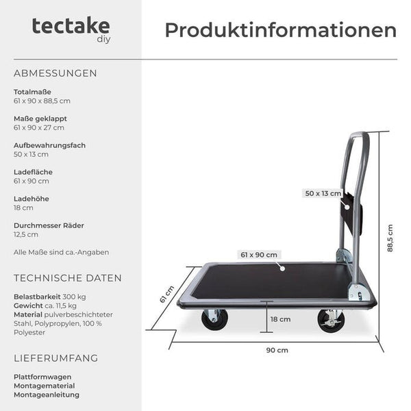 Plattformwagen schwarz 300 kg