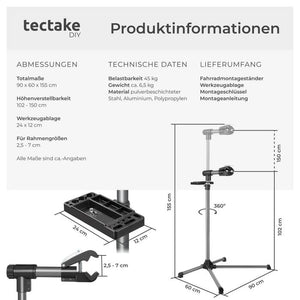 Fahrradmontageständer mit Werkzeugablage