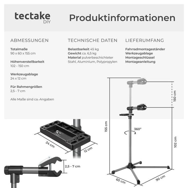 Fahrradmontageständer mit Werkzeugablage