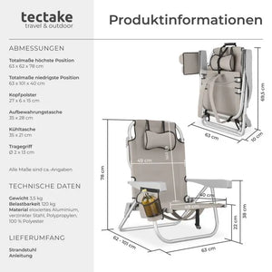 Aluminium Strandstuhl Coral beige pro Stück
