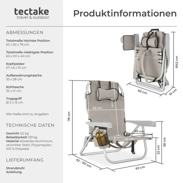 Aluminium Strandstuhl Coral beige pro Stück