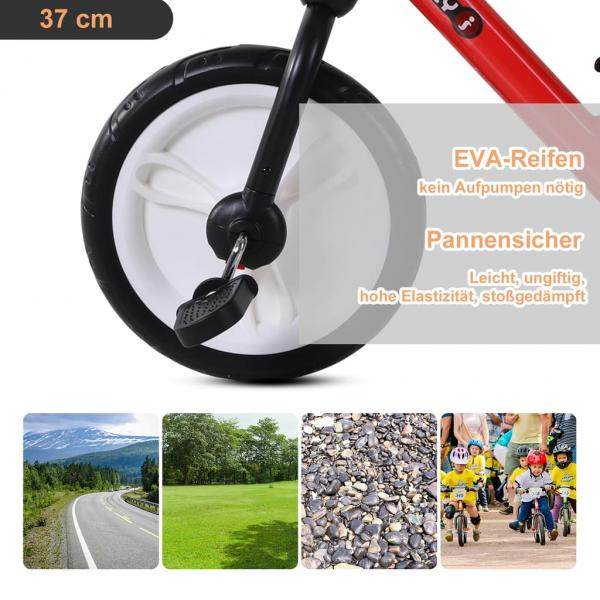 Laufrad Kinderfahrrad Lauflernrad 2-in-1 Stützräder Pedale 2-5 Jahre PP Rot