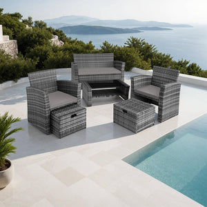 Rattan Sitzgruppe Modena grau