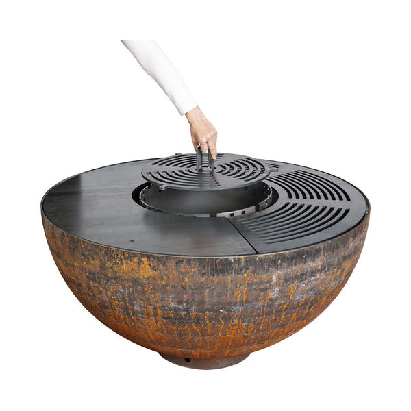 Mr. Grill Feuerschale Rusty mit Grillring 100cm und Zubehör