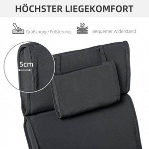 Liegenauflage Liegenpolster Gartenliege mit Kopfkissen abnehmbar Bezug Grau 198 x 53 x 5 cm