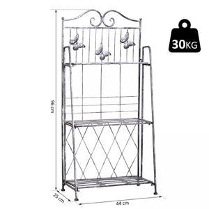 Pflanzregal Blumenregal 3 x Ebene Metall Klappbar Silbergrau
