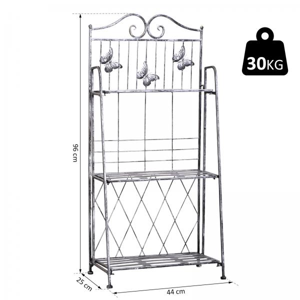 Pflanzregal Blumenregal 3 x Ebene Metall Klappbar Silbergrau