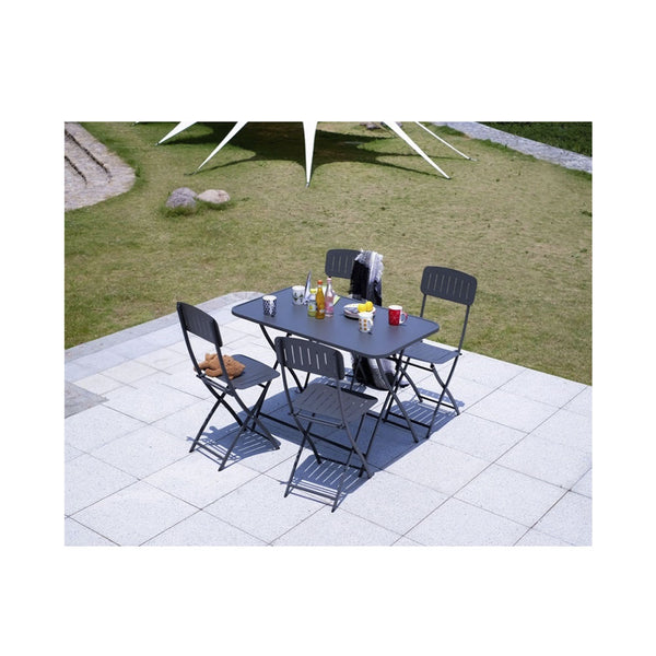 CONTINI Gartentisch 110x70cm mit 4 Stühlen Metall anthrazit