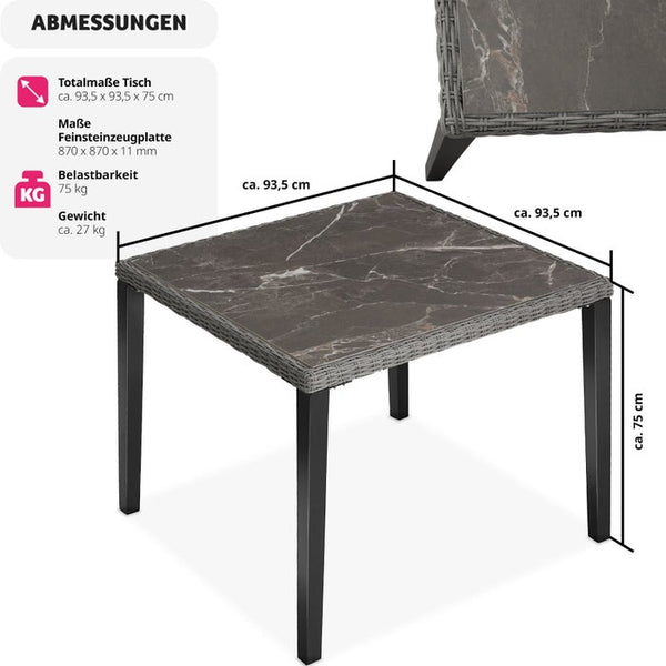 Rattan Tisch Tarent grau