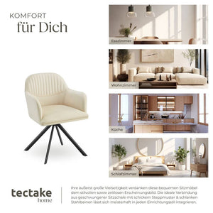 Samt-Drehstuhl Lona creme/schwarz 2er Set