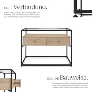 Konsolentisch Reading Industrial Holz hell, Eiche Sonoma