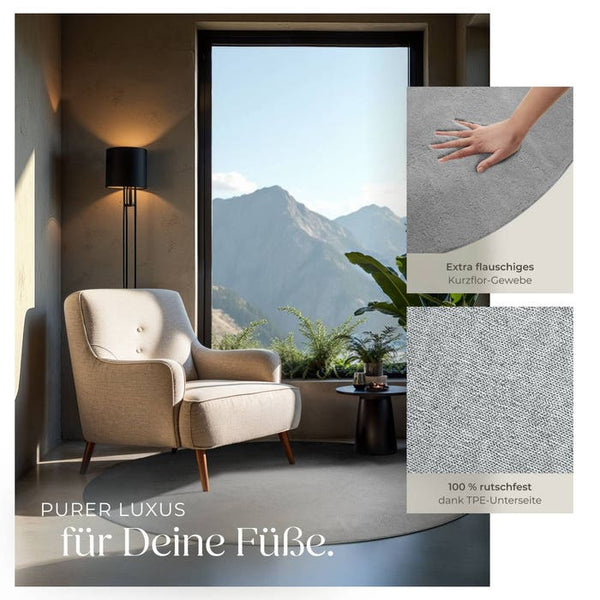 Tapis à poils courts Soft Zone gris Ø 120 cm 