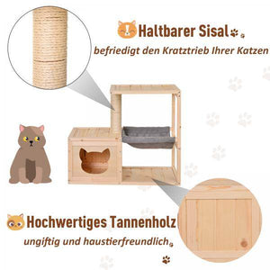 Katzenhaus Katzenkiste Katzenbaum Tannenholz Natur