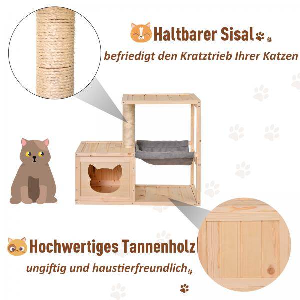 Katzenhaus Katzenkiste Katzenbaum Tannenholz Natur