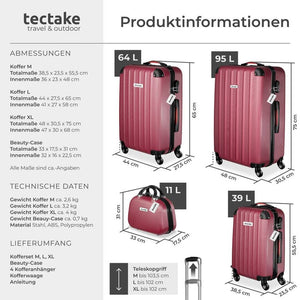 Hartschalenkoffer-Set Cleo weinrot
