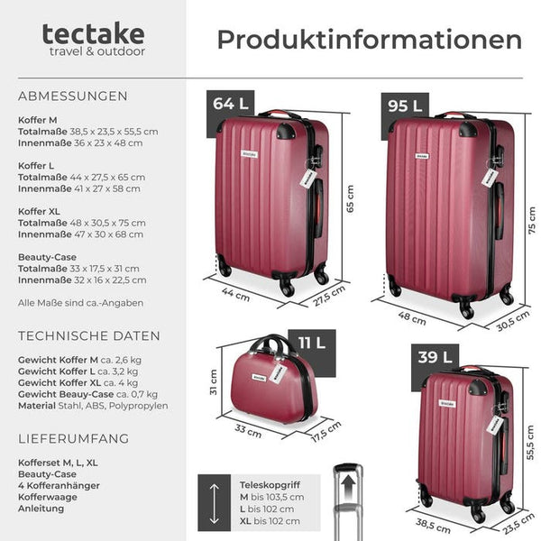 Hartschalenkoffer-Set Cleo weinrot