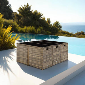 Rattan Sitzgruppe Malaga 6+4+1, natur