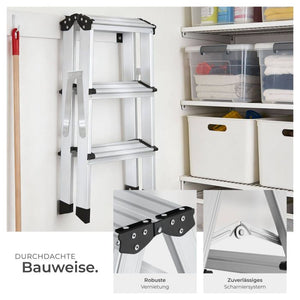 Doppelseitige Aluminium Trittleiter 2 x 3-stufig