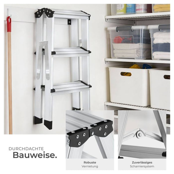 Doppelseitige Aluminium Trittleiter 2 x 3-stufig