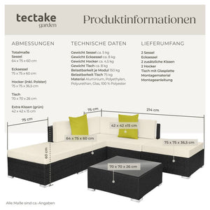 Rattanset Paris, schwarz