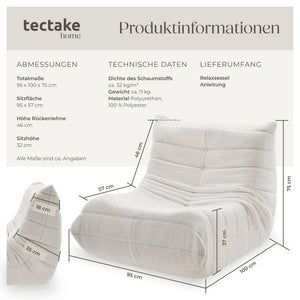 Relaxsessel Logo Premiumschaumstoff Bouclé creme