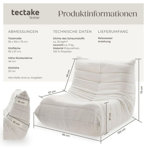 Relaxsessel Logo Premiumschaumstoff Bouclé creme