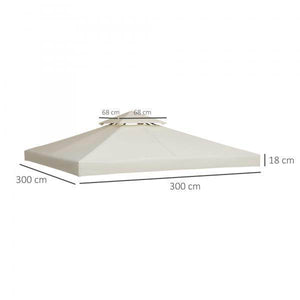 Ersatzdach 3x3m creme Dach für Metallpavillon