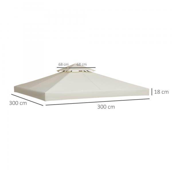 Ersatzdach 3x3m creme Dach für Metallpavillon